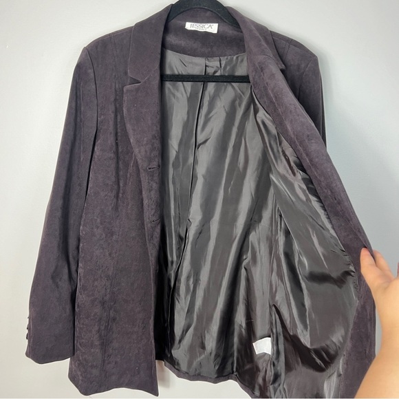 Jessica Purple Brown Longer Blazer Button Up Tailored Suit Jacket women Size 8P - Picture 11 of 12